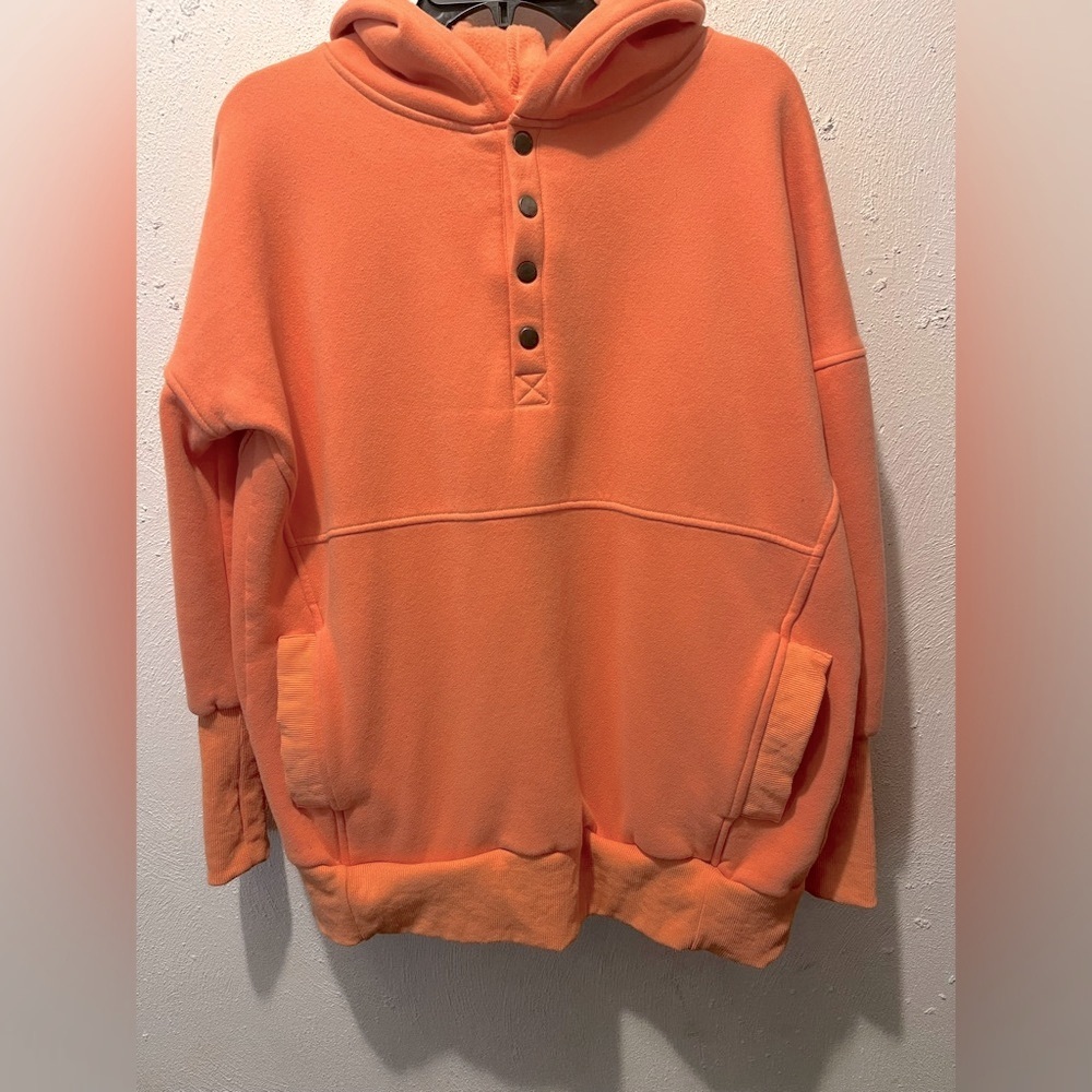 Vibrant Coral Pullover Hoodie with Soft Fleece